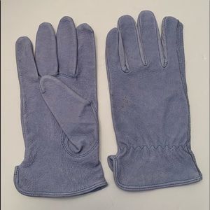 Women’s blue suede leather gloves, unlined